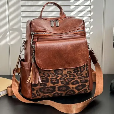 LEOPARD PRINT FASHION WOMEN BACKPACK 